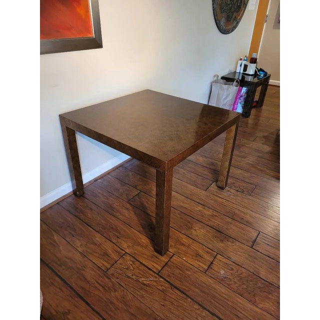 Mid-Century Modern Late 20th Century Large Milo Baughman Style Burl Parsons Side Table in Mottled Copper Finish For Sale - Image 3 of 14