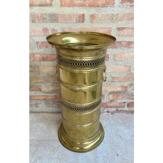 20th Century Round Brass Umbrella Stand For Sale - Image 17 of 18