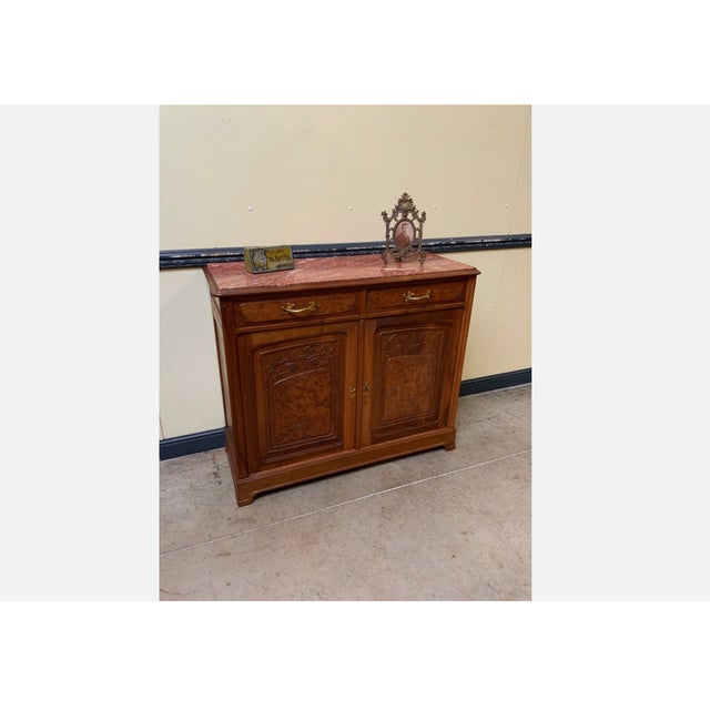 Antique Art Nouveau Walnut Sideboard, 1910 For Sale - Image 6 of 13