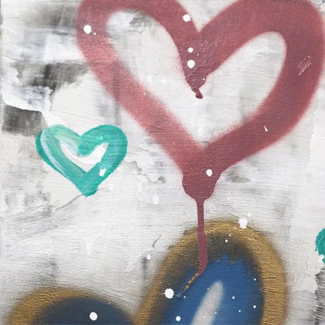 Soft Street Art Graffiti Painting Urban Hearts "Happiness Arises" Original Artwork by Amber Goldhammer For Sale - Image 4 of 9