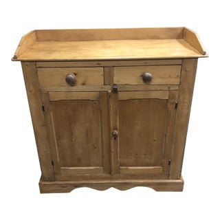 Scrubbed Pine Farmhouse Server Cupboard Cabinet For Sale