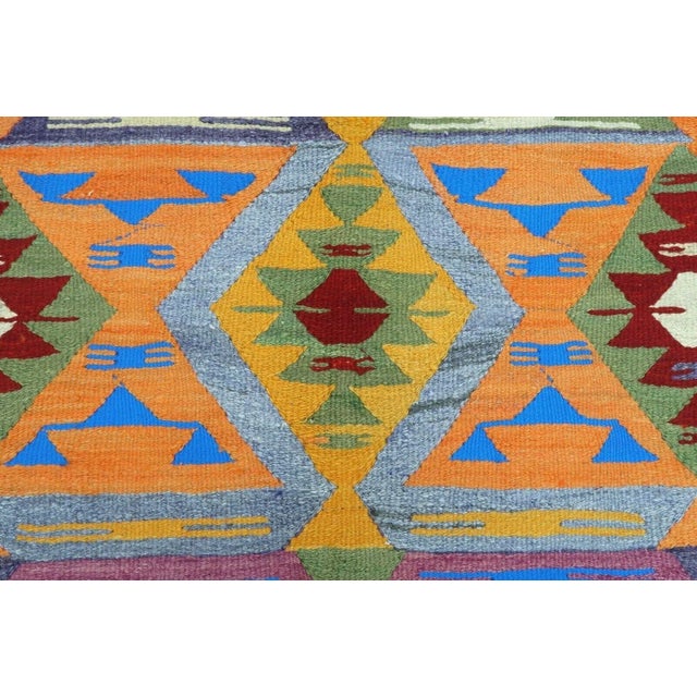 Textile 1960s Colorfull Bohemian Kilim Rug - 68"x107" For Sale - Image 7 of 11