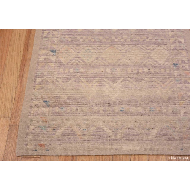 Tribal Nazmiyal Collection Tribal Geometric Soft Neutral Pastel Color Modern Runner Rug For Sale - Image 3 of 7