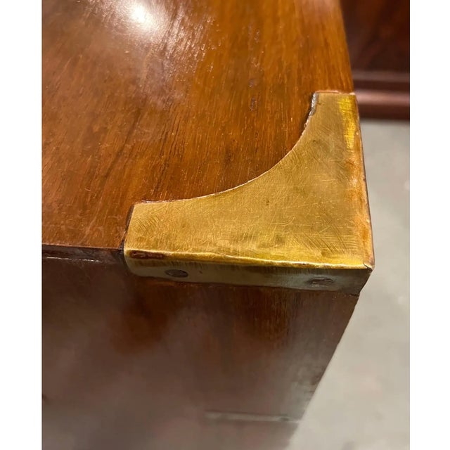 19th Century British Colonial Brass Bound Teak Campaign Chest For Sale In Richmond - Image 6 of 7