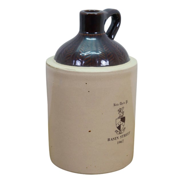 1967 Bθπ Beta Theta Pi Greek Fraternity Basin Street Whiskey Jug Crock 10" For Sale