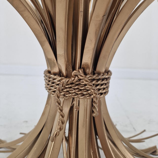 Gold Hollywood Regency Gilded Sheaf of Wheat Coffee Table in the style of Coco Chanel, 1970s For Sale - Image 8 of 15