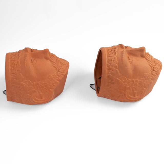 Vintage Terracotta Male God Face Wall Planters by Rookes Pottery - Set of Two For Sale - Image 10 of 17
