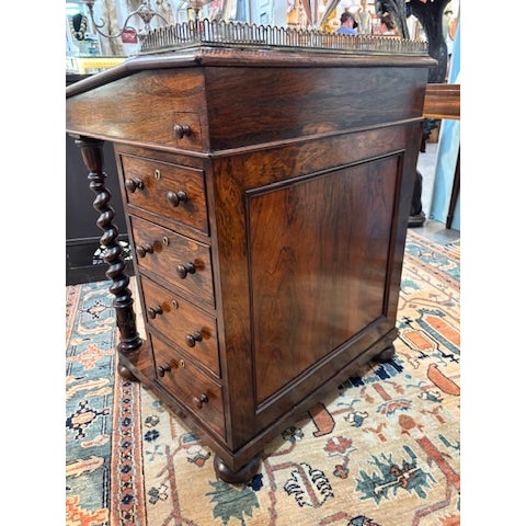 Mid 19th Century Stunning Victorian Rosewood Davenport Desk For Sale - Image 12 of 17