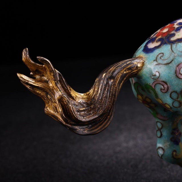 Late 19th Century Cloisonné Enamel Horse Figurine With Gilt Accents, 1.1kg For Sale - Image 9 of 10