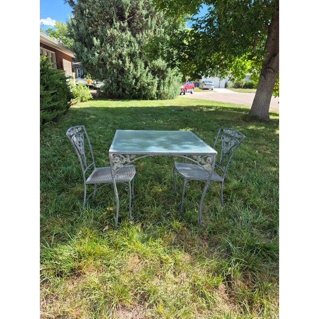 Vintage Wrought Iron Patio Set Attributed to Woodard Furniture's Orleans Collection For Sale - Image 11 of 13