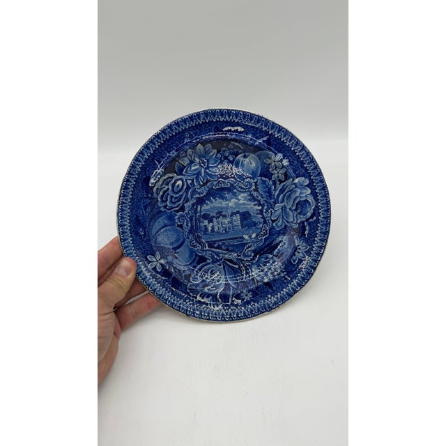 Farmhouse A Blue Dark Transfer Decorated Staffordshire Plate "Warleigh House, Somersetshire", by Ralph Hall, Circa 1830's For Sale - Image 3 of 13