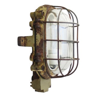 French Industrial Wall Lamp in Cast Iron and Clear Glass from Mapelec Amiens For Sale