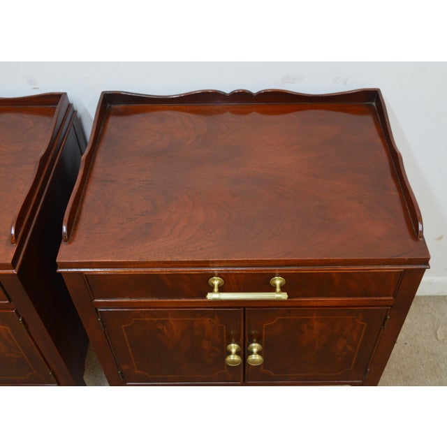 Late 20th Century Baker Mahogany Nightstands a Pair For Sale In Philadelphia - Image 6 of 12