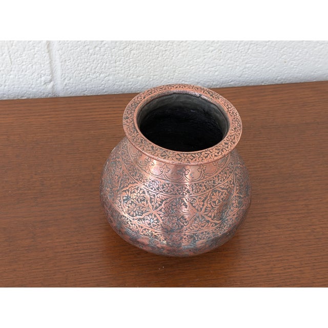 Late 19th Century 19th Century Hand Etched Middle Eastern Tinned Copper Water Pot For Sale - Image 5 of 7