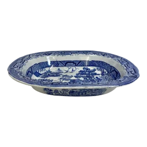 Antique Oval Blue Willow Serving Bowl Made in England - Circa 1900