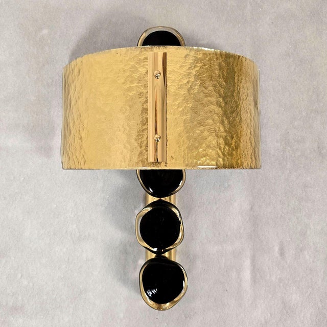 Mid-Century Modern Pair of Gold Murano Glass, Mid Century Modern Sconces, Italy 1980s For Sale - Image 3 of 11