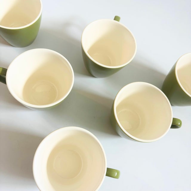 Ceramic Mid 20th Century Green and White Ceramic Mugs - Set of 6 For Sale - Image 7 of 8
