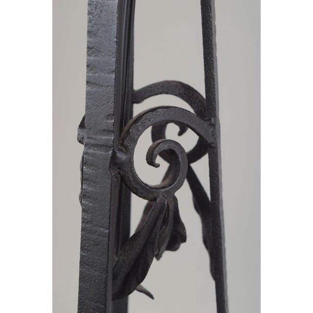 French Art Nouveau-Style Table Lamp in Cast Iron and Art Glass For Sale - Image 4 of 6
