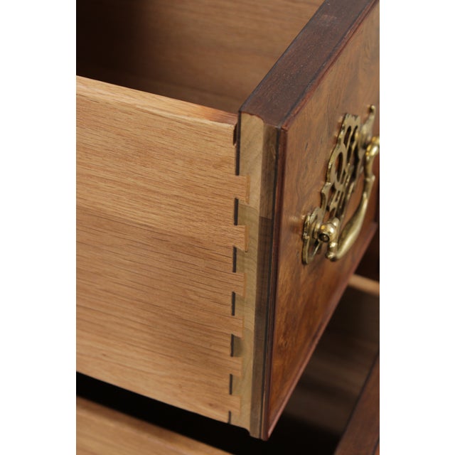 Baker Burl Wood 8 Drawer Flip Top Server Bachelor Chest For Sale - Image 10 of 17