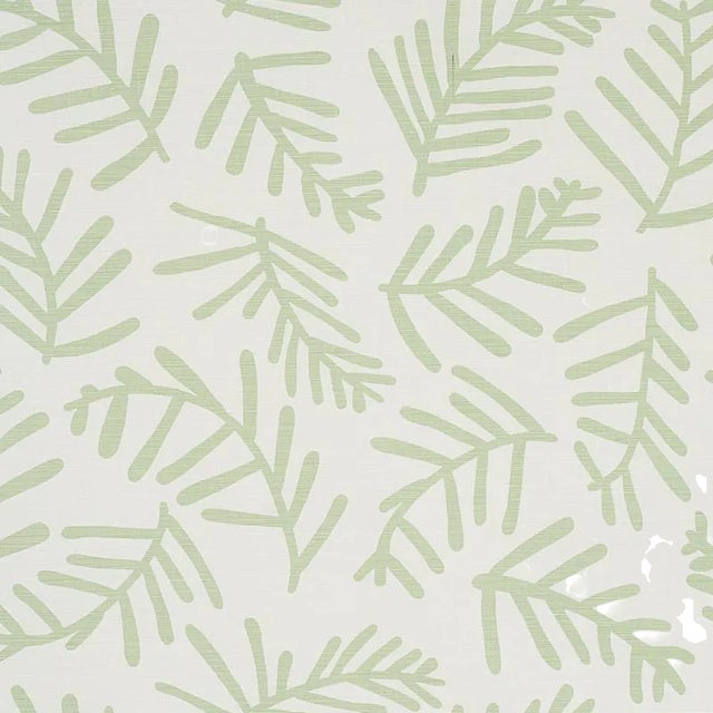 Schumacher X Caroline Z Hurley Tiah Cove Fabric in Sage Leaf For Sale