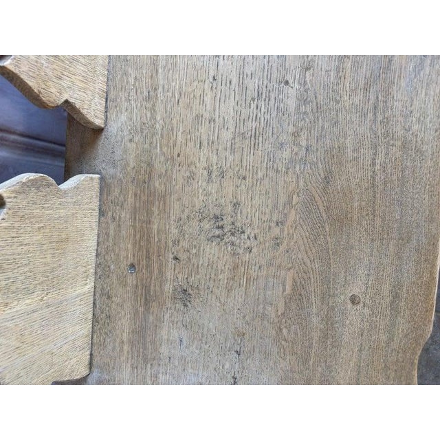 Almond Rustic Hand-Carved Oak Benches, Pair, Folk Art / Spanish Colonial Style For Sale - Image 8 of 17