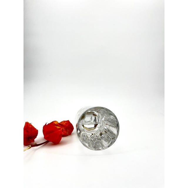 Stunning handcrafted crystal vase with 800 silver accents by architect Taddei Sestini, Italy, 1970s.Its flattened base on...