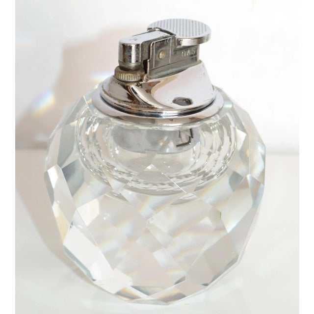 Mid-Century Modern Transparent Faceted Art Glass Chrome Gas