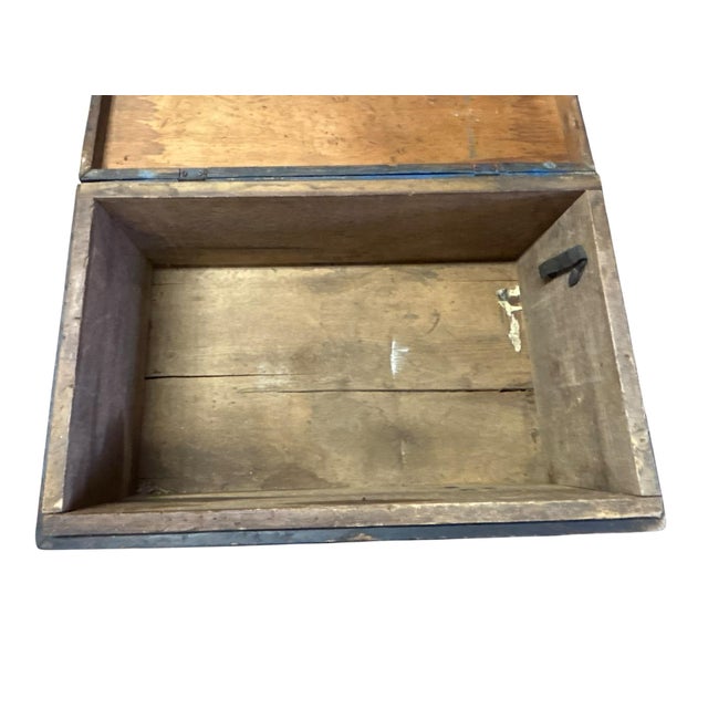 Antique American Primitive Painted Wooden Trunk For Sale - Image 9 of 10