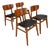 Teak Veneered Dining Chairs with Black Upholstered Seats, 1960s, Set of 4 For Sale