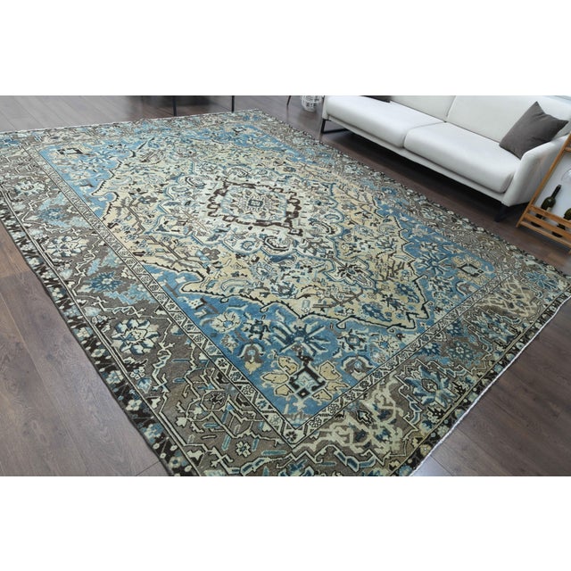 1960s Vintage Persian Handmade Wool Cotton Brown Area Rug For Sale In San Francisco - Image 6 of 11