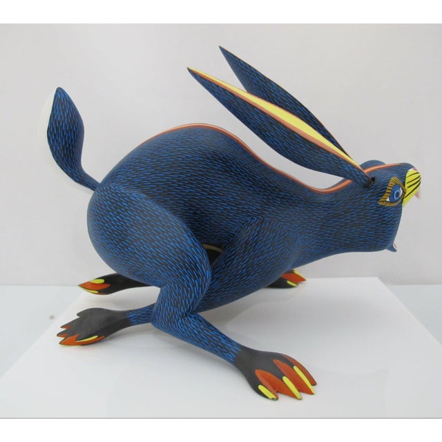 Alebrije Carved Wood Running Rabbit Oaxaca Mexico Folk Art Figurine Sculpture For Sale - Image 9 of 11