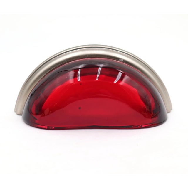 Set of Retro Lewis Dolin Red Glass Bin Pulls For Sale - Image 4 of 9