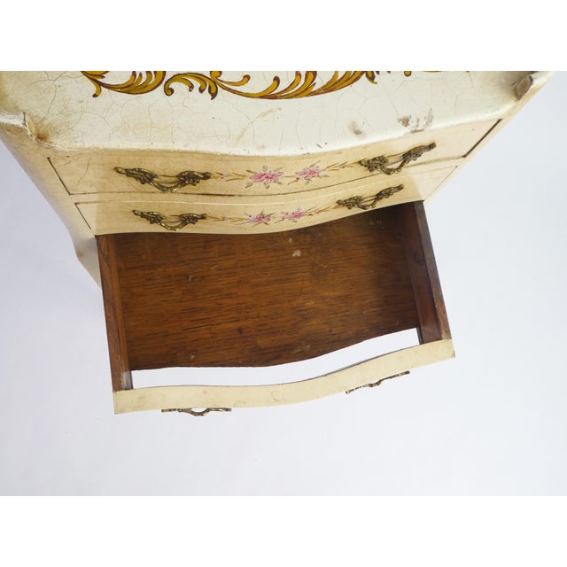Beige Vintage Venetian Louis XV Hand-Painted Floral Nightstand with Drawers, 1920s For Sale - Image 8 of 13