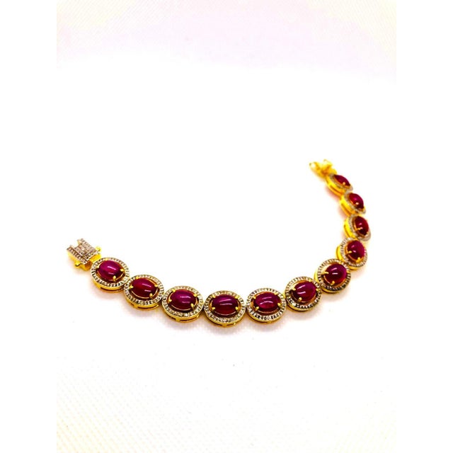 Bochic “Capri” Vintage Natural Ruby & Diamond Bracelet Set In 18K & Silver For Sale In New York - Image 6 of 12