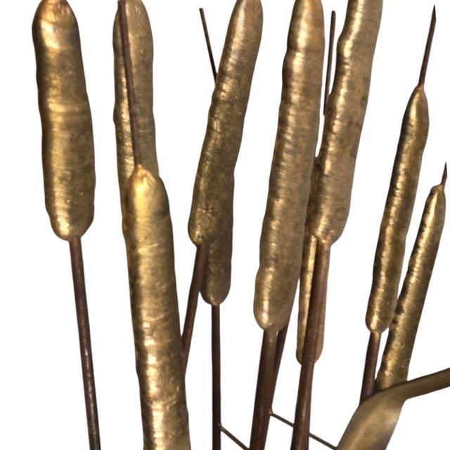 MCM Cattails Wall Sculpture Brutalist Vintage 34 Inch Large Art Copper Brass For Sale - Image 4 of 18