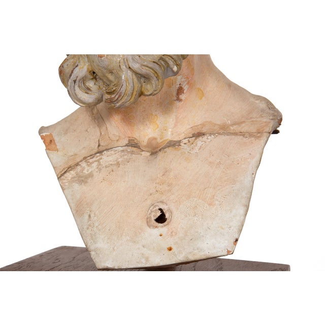19th Century Italian Polychromed Terracotta Bust of a Saint For Sale - Image 10 of 17
