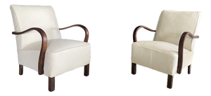 Art Deco Armchairs in Lambs Boucle from J. Halabala, 1920s, Set of 2