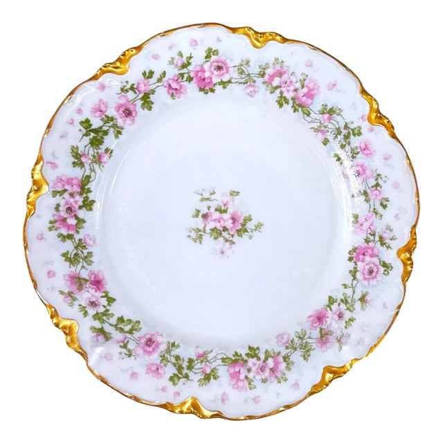 Early 20th Century Elite Works French Limoges Porcelain Floral Plate For Sale
