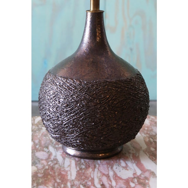 Mid-Century Modern 1960s Lee Rosen for Design Technics Gourd Metallic Black Table Lamp For Sale - Image 3 of 9
