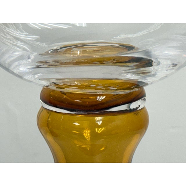 Glass Pedestal Hurricane Candleholders, Pair For Sale - Image 9 of 12