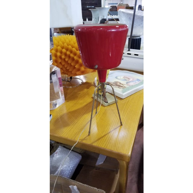 Vintage Red Table Lamp - "Stilnovo" Attributed to Stilnovo Dim: 7.5"Dia. x 17"H Circa: 1950's Origin: Italy Material: Metal