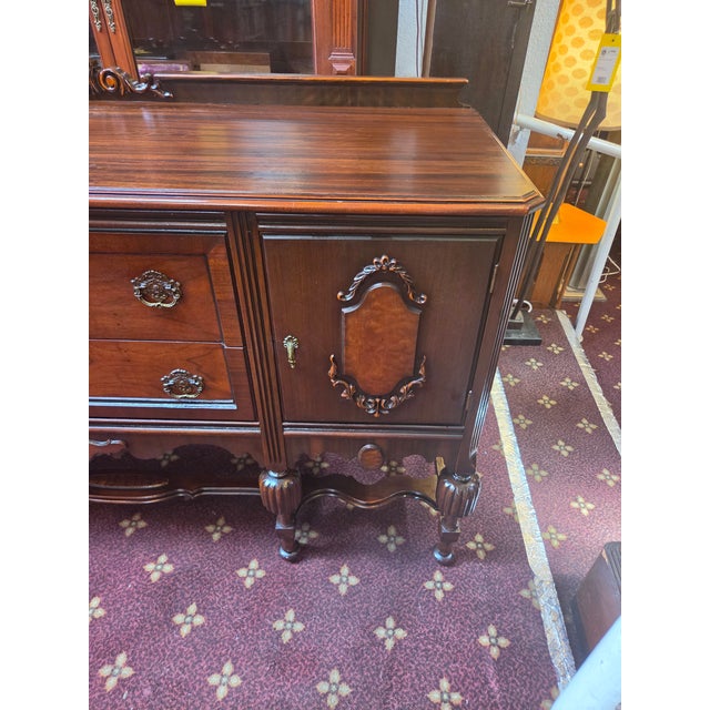 Antique 1920s Jacobean Spanish Revival Walnut Sideboard For Sale - Image 9 of 12