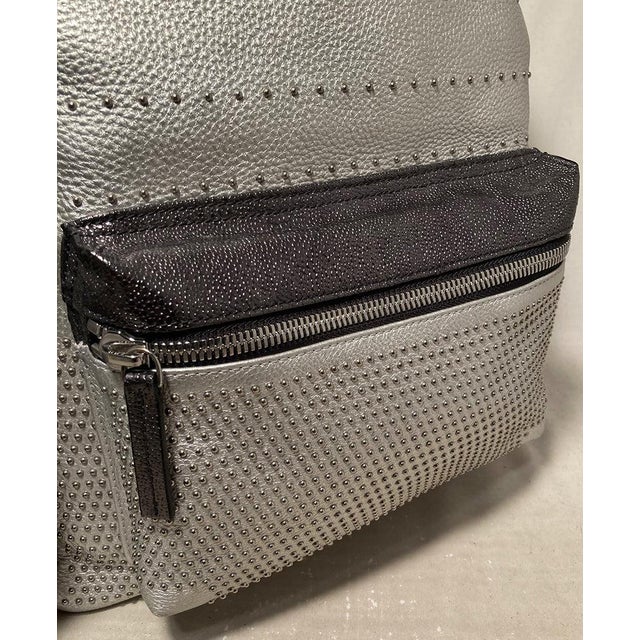 MCM Special Edition Silver Leather Swarovski Crystal Backpack with Rabbit Charm For Sale - Image 9 of 11