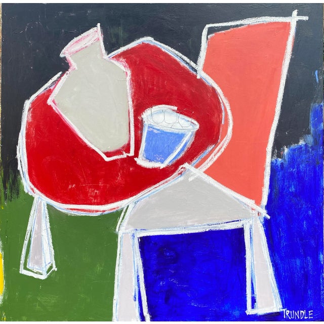 "Primarily" Contemporary Abstract Still Life Mixed-Media Painting by Sarah Trundle For Sale