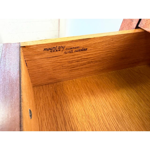 1970’s Vintage Mount Airy Three-Tier Walnut Etagere With Drawers & Brass Casters For Sale - Image 10 of 12