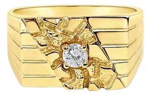 Solitaire Diamond Nugget Ring, Size 8
