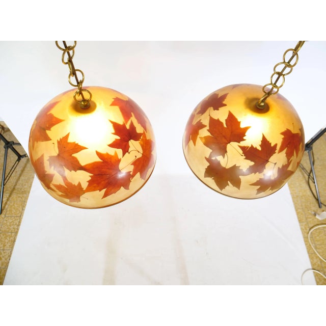 Italian Resin Design Hanging Lamps Leaves, 1980s, Set of 2 For Sale - Image 9 of 18