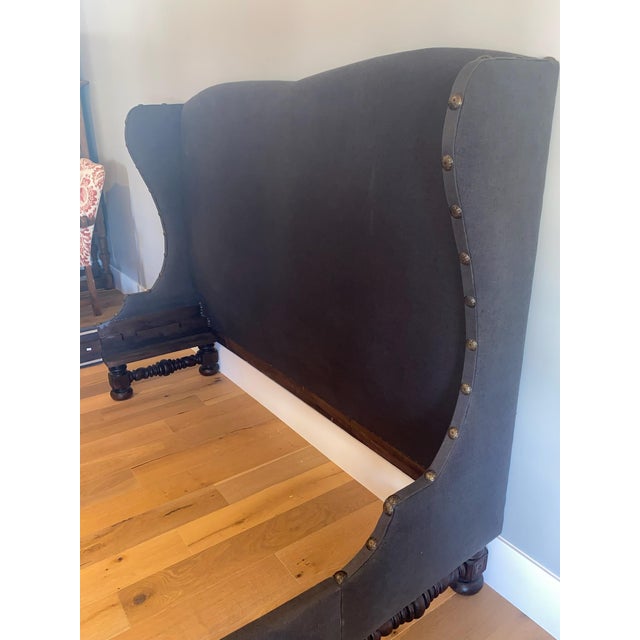 French Country 1990s Upholstered King Bed With 2 Sets of Side Rails For Sale - Image 3 of 11