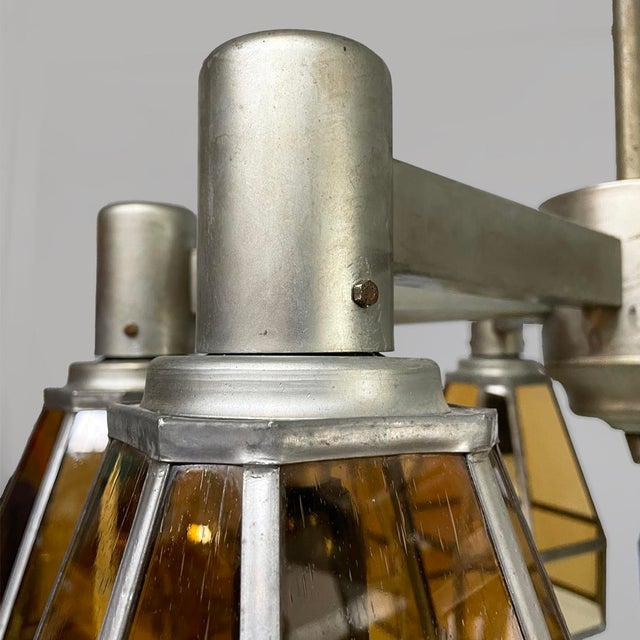 German Art Deco Chandelier in Yellow Glass and Metal, 1930s For Sale - Image 13 of 18