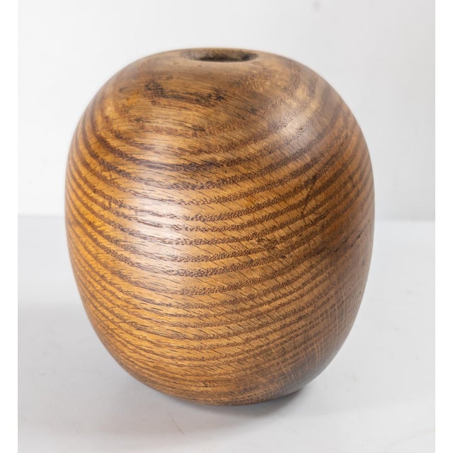 Mid-Century Modern Mid-Century Modern Turned White Oak Ovoid Oval Vase For Sale - Image 3 of 8